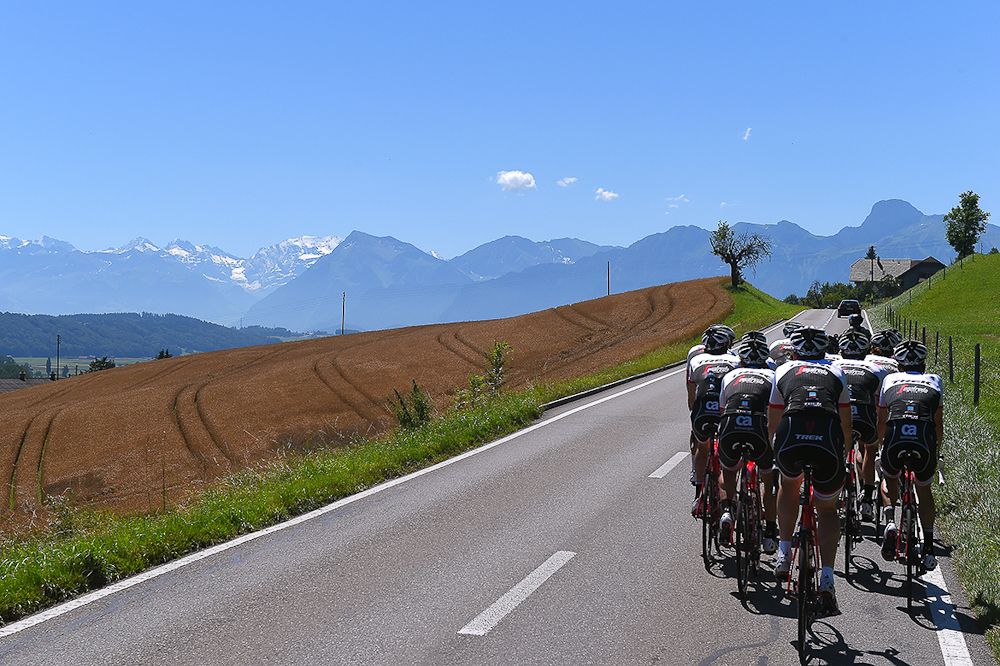 Trek-Segafredo ride during the second rest day at the Tour de France.