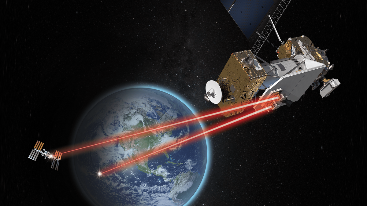 An artist&#039;s impression of NASA&#039;s Laser Communications Relay Demonstration mission.