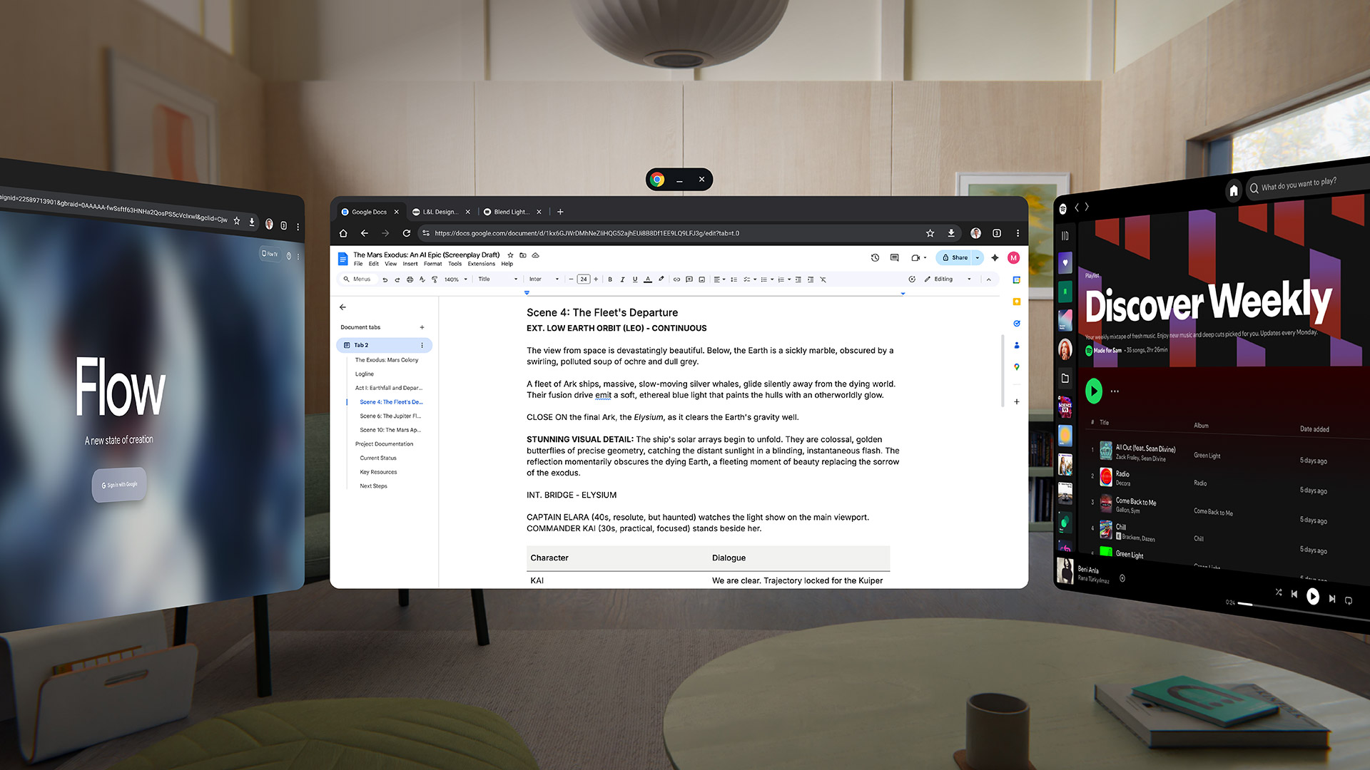 A screenshot showing Android XR in Space Mode