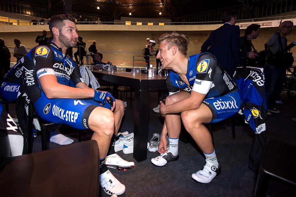 Marcel Kittel and Fabio Sabatini at the Etixx-QuickStep presentation.