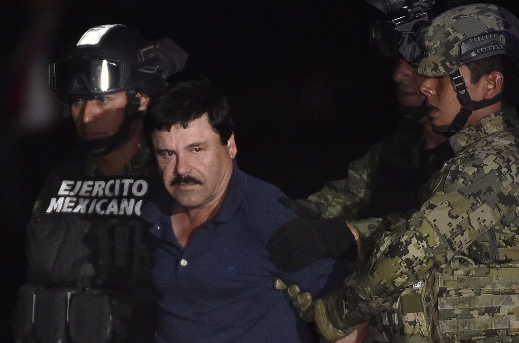 Joaquin &amp;quot;El Chapo&amp;quot; Guzman after being captured by police in 2016.