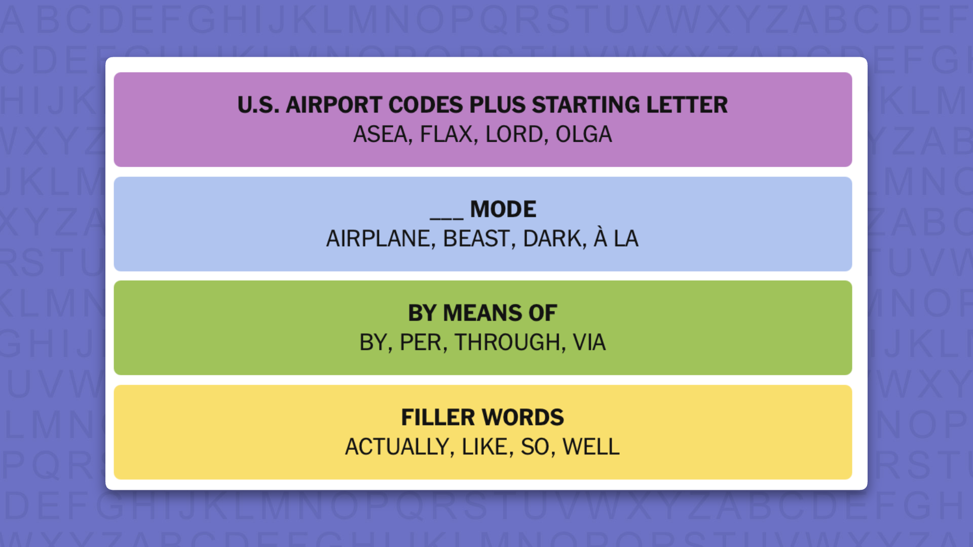 NYT Connections answers for game 1148 on a purple background