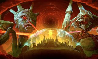 Monsters attacking a domed city