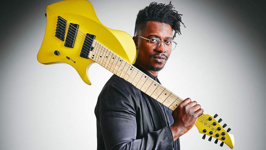 portrait of Nigerian-American hard rock musician Tosin Abasi, photographed in Los Angeles, California, on October 22, 2019. Abasi is best known as lead guitarist with progressive metal group Animals As Leaders. 