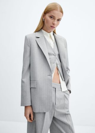 Pinstripe Suit Blazer - Women