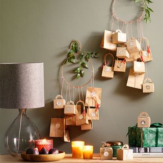 DIY Advent calendar hanging on the wall