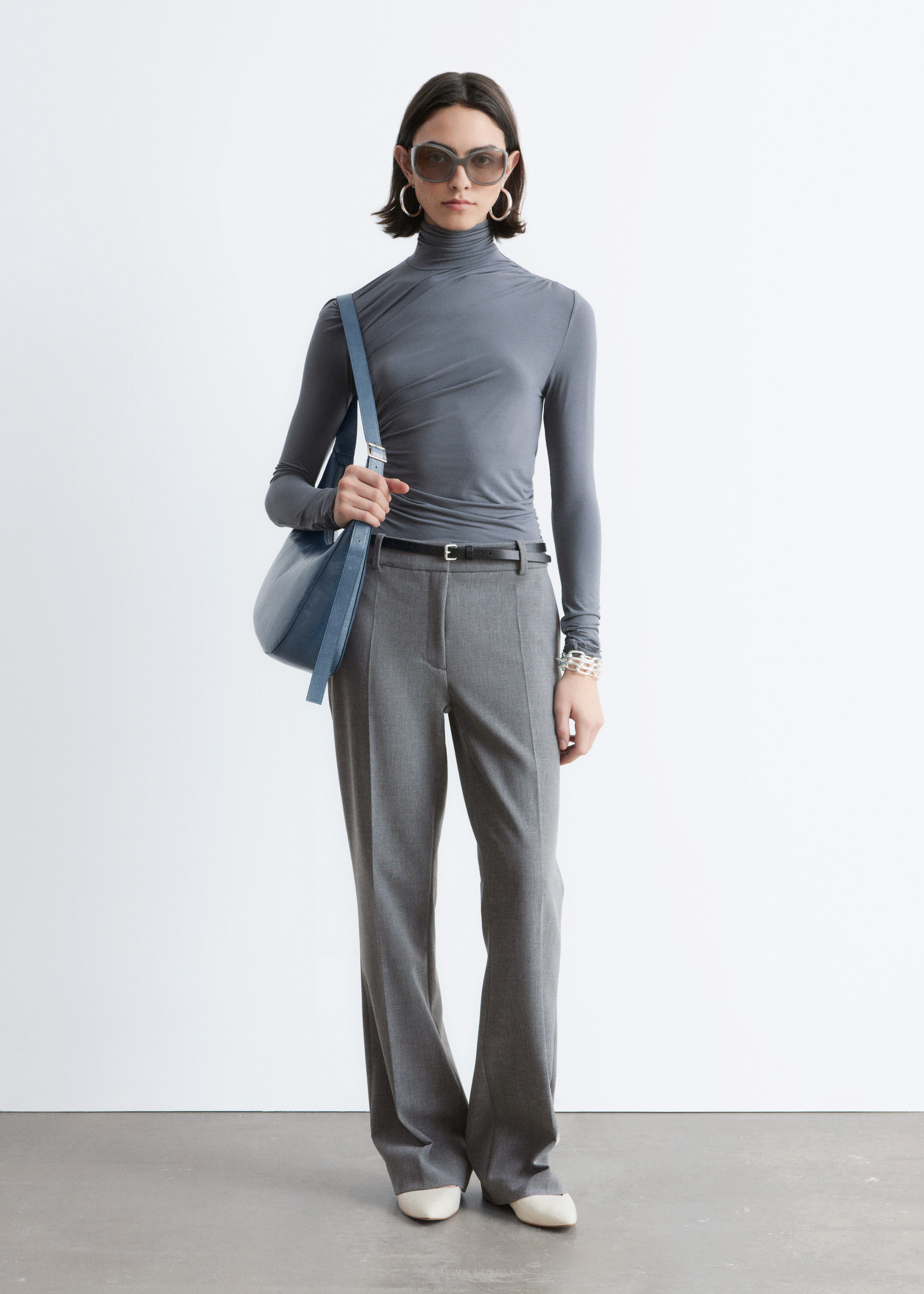 Flared Press-Crease Trousers