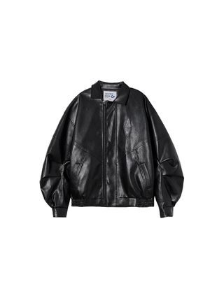 Aelfric Eden Womens Faux Leather Jacket Y2k Motorcycle Bomber Jackets Oversized Moto Jacket Streetwear Black