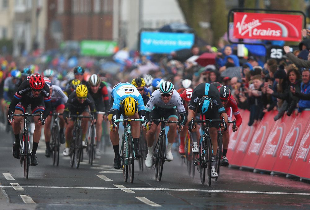 Danny Van Poppel (R) of Team Sky and the Netherlands wins the second stage of the 2016 Tour de Yorkshire