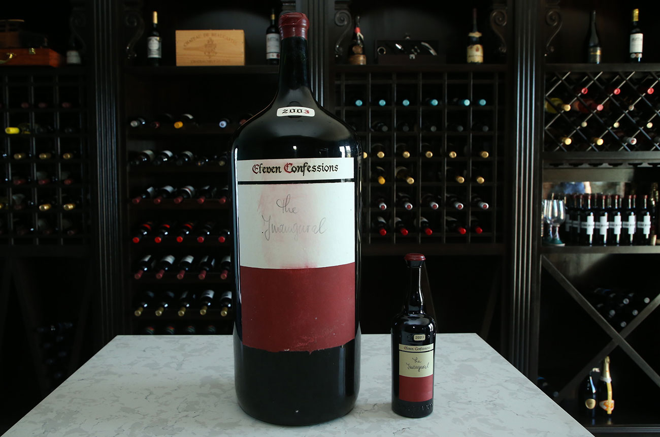 A 27-litre bottle of Sine Qua Non The Inaugural Syrah 2003 at a charity event
