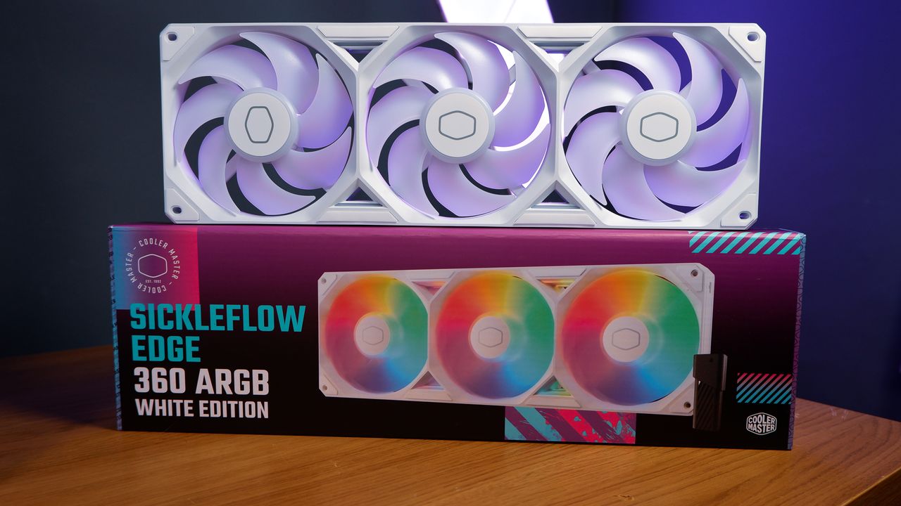 A white gaming PC built using a Thermaltake PC case, Cooler Master fans, and an AMD CPU.