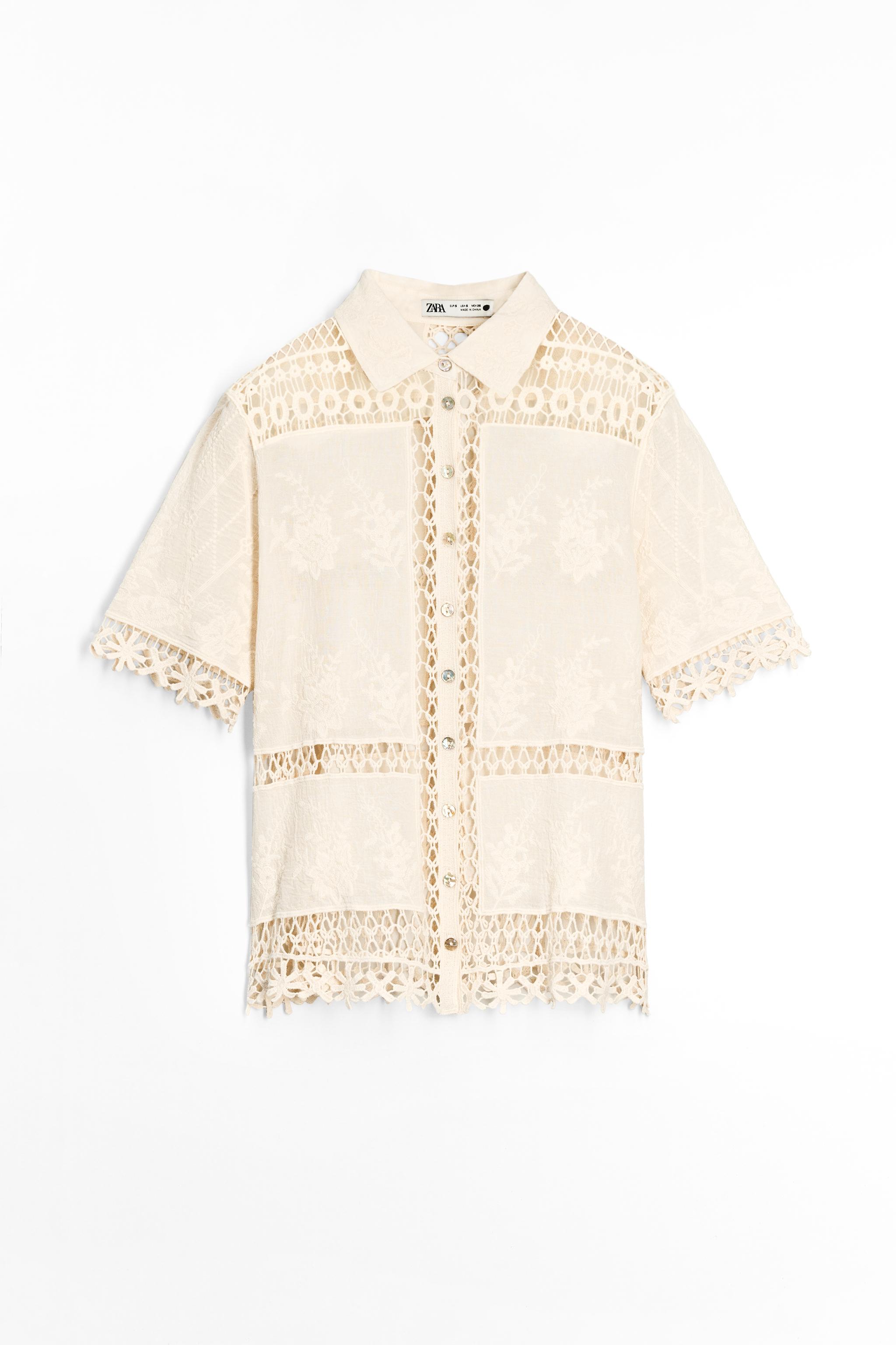 Zw Collection Combined Crochet Blouse