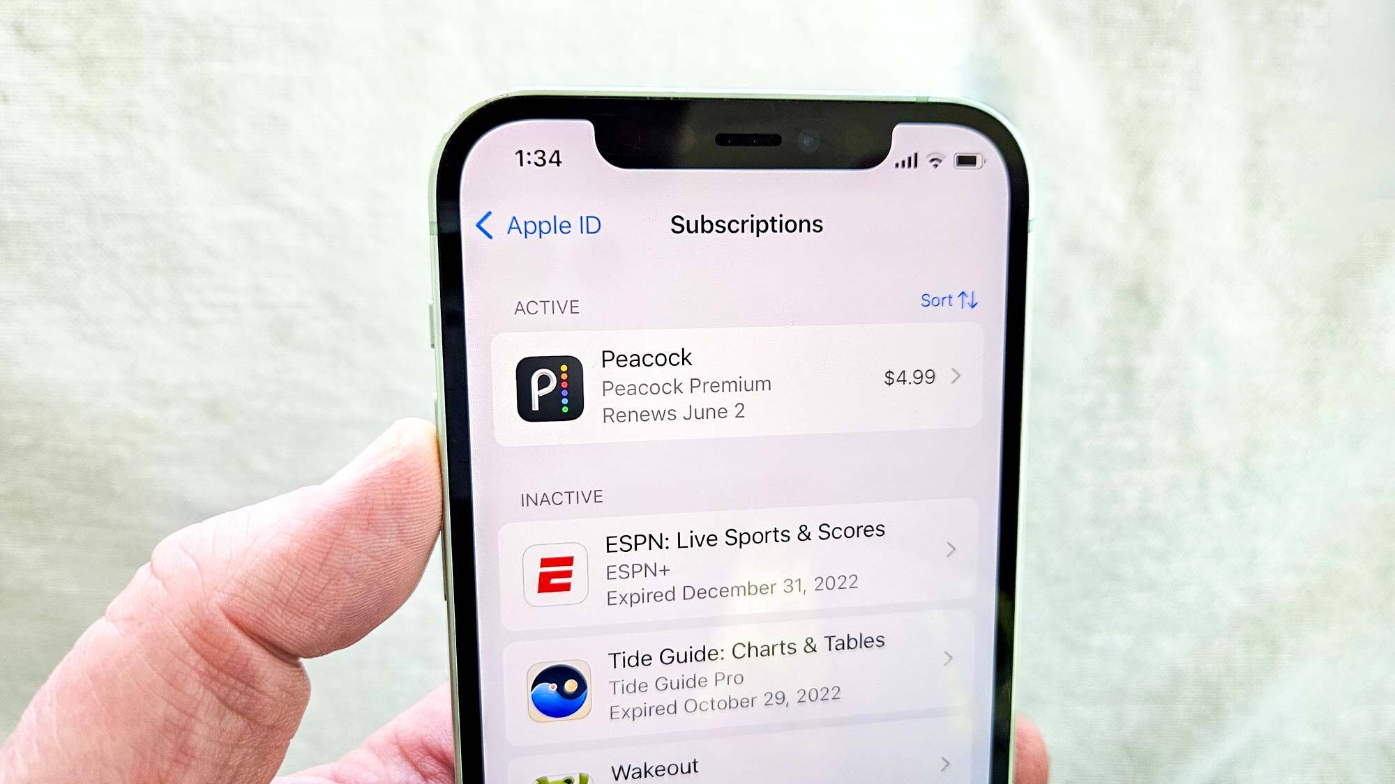 Subscription management in the current version of iOS 16