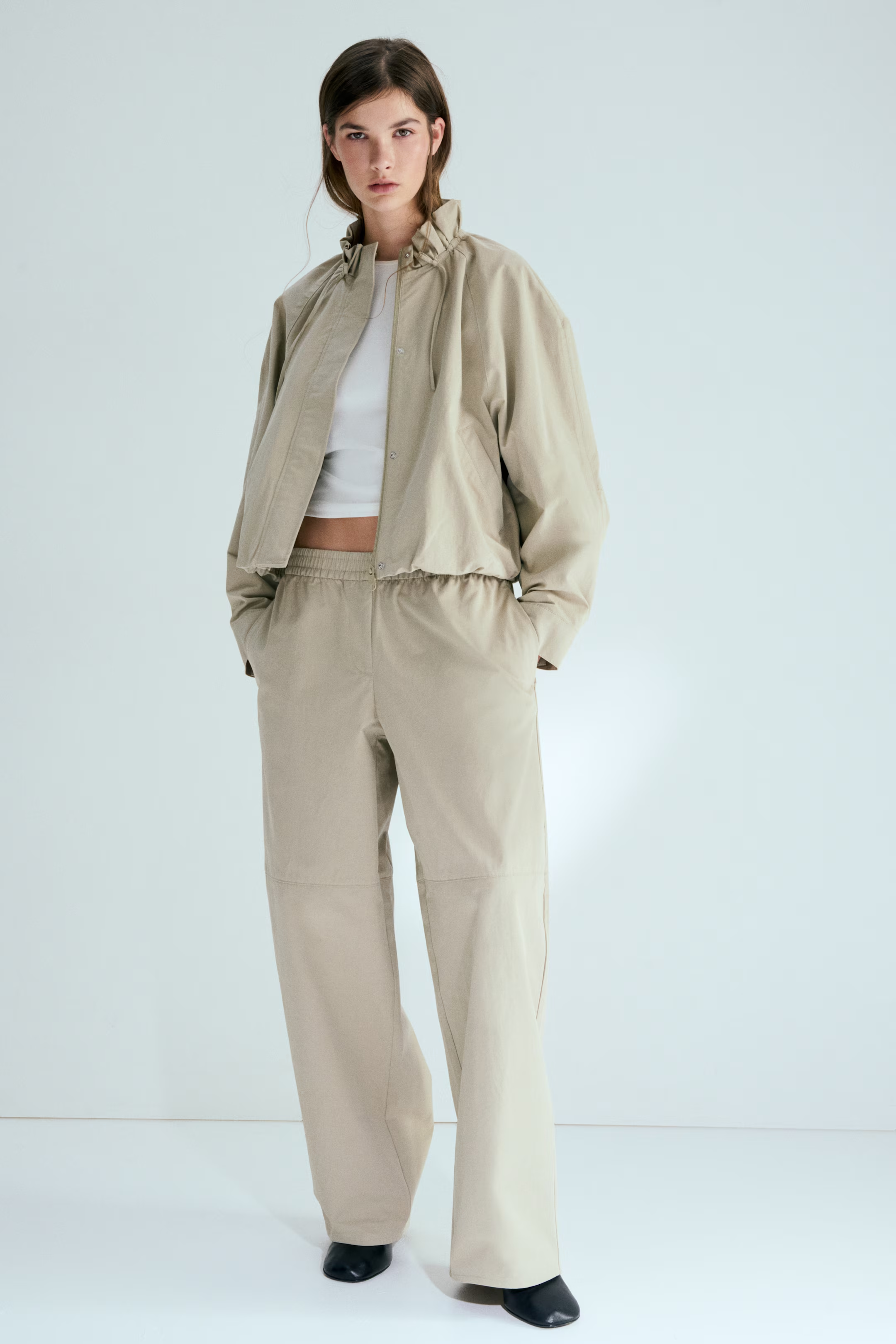 H&amp;amp;M, Barrel-Leg Twill Trousers