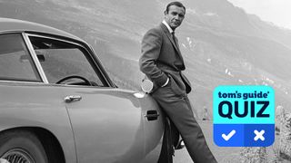 A still of Sean Connery as James Bond, with a 'Tom's Guide quiz' graphic overlaid