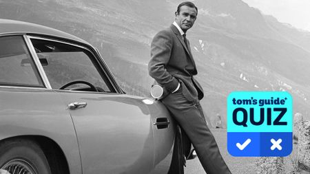A still of Sean Connery as James Bond, with a 'Tom's Guide quiz' graphic overlaid