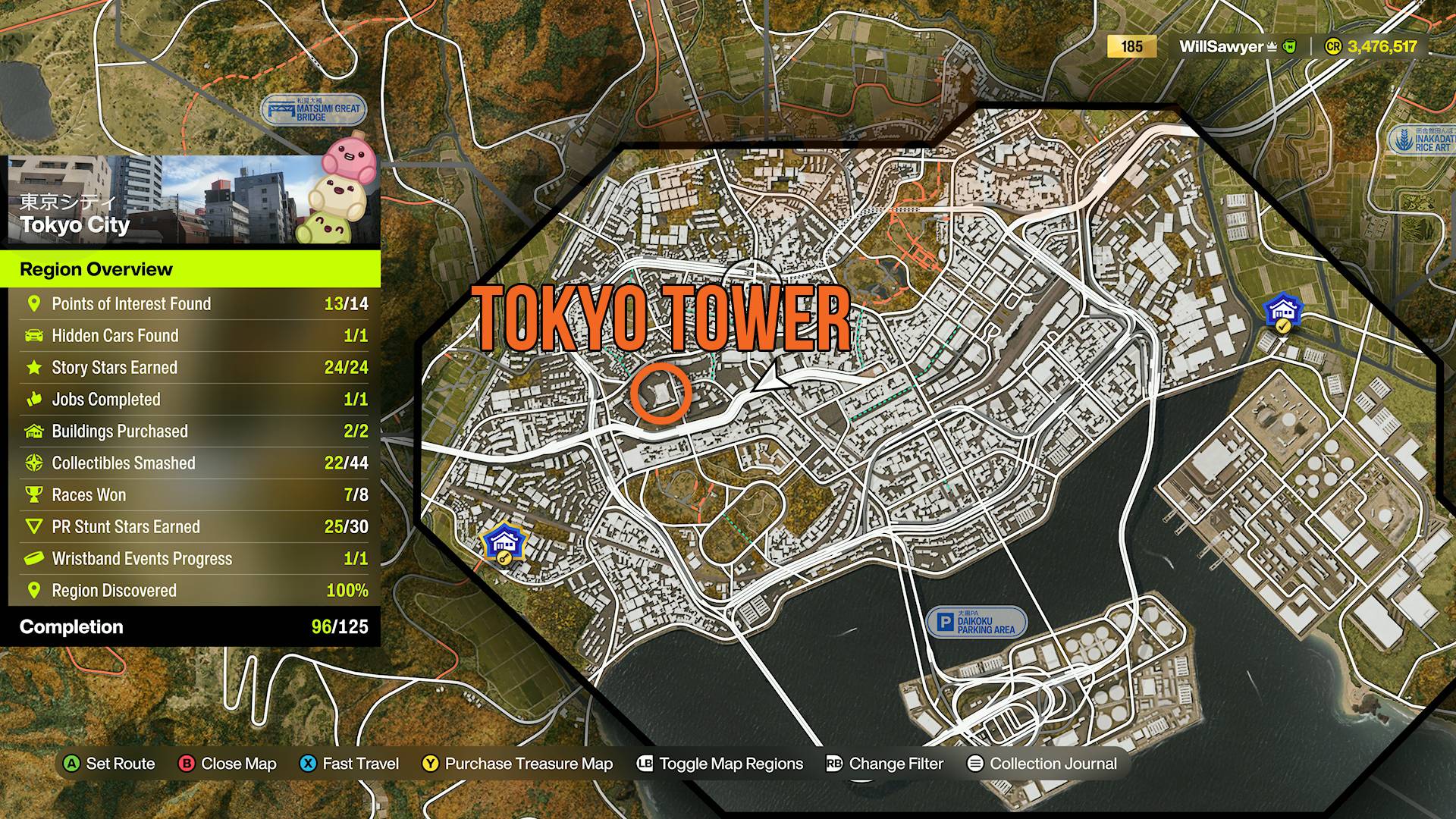 Forza Horizon 6 Photo Challenge Tokyo Tower marked on map