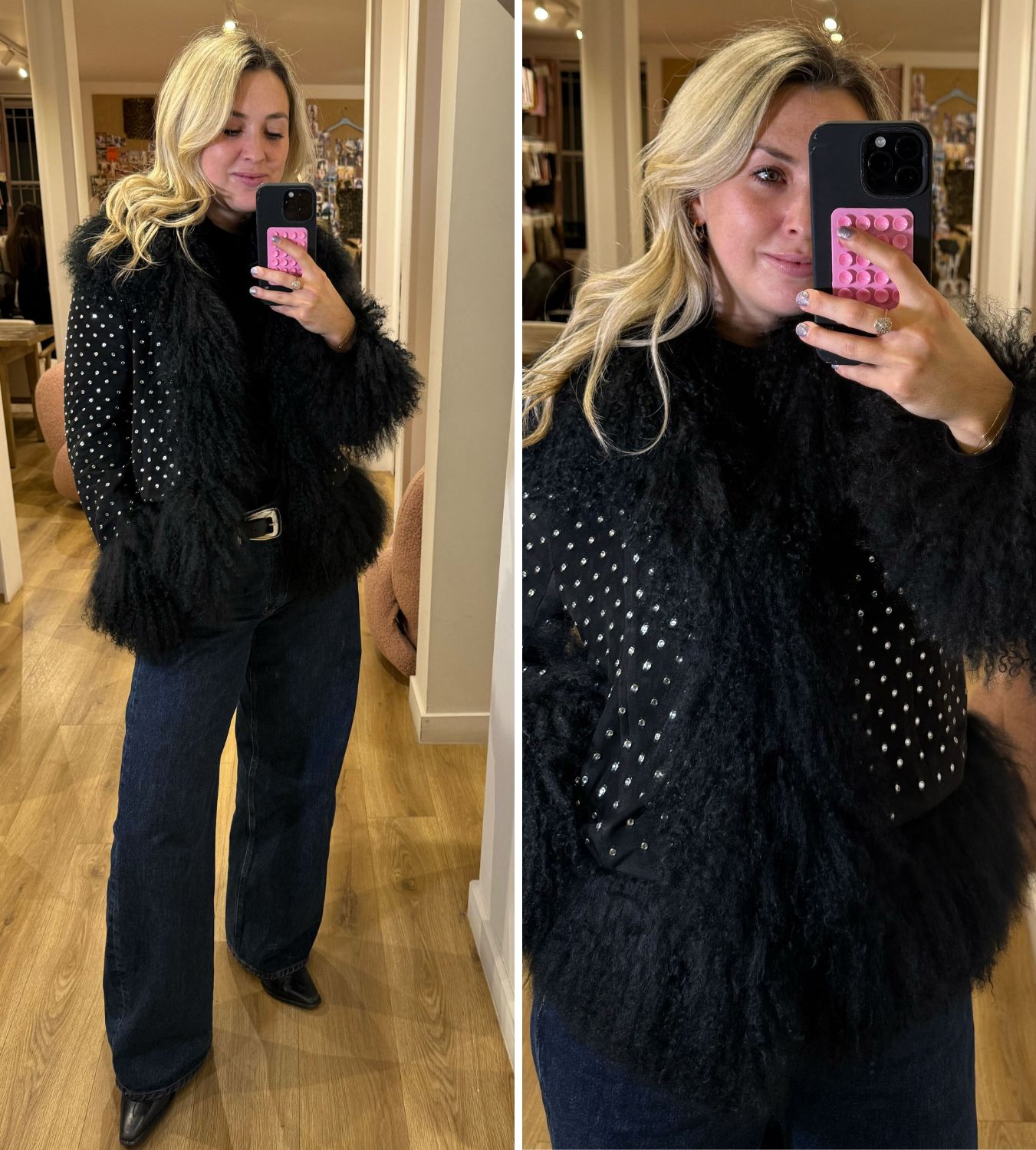 clementina jackson tries on the charlotte simone stella coat