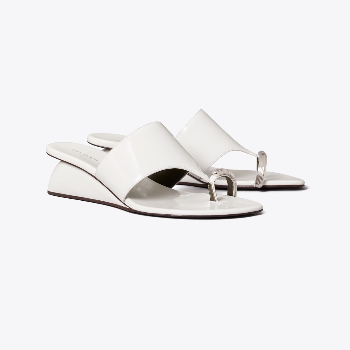 Pierced Wedge Sandal in White, Size 9