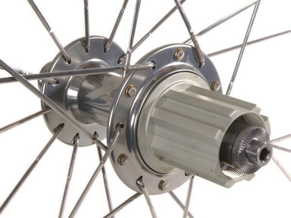 The aluminum freehub body is easily swapped from Campagnolo to Shimano.