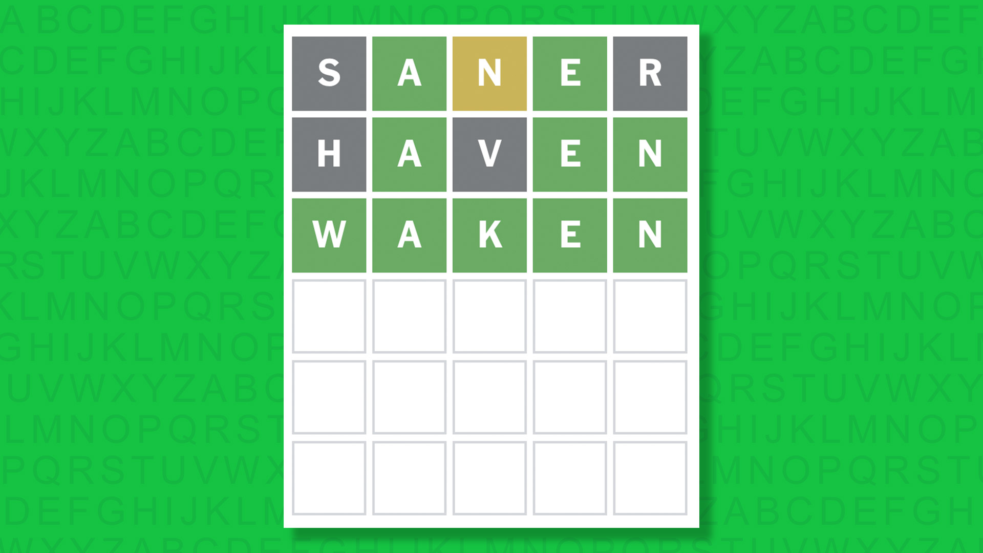 NYT Wordle answer for game 1918 on a green background