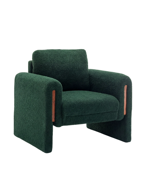 Boucl&eacute; Upholstered Armchair With Track Arms 