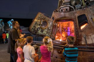 The Apollo 17 command module, America, is already on display at Space Center Houston in Texas.