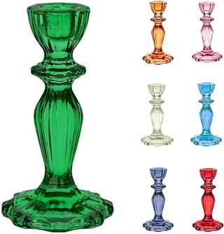 Colored glass candlesticks