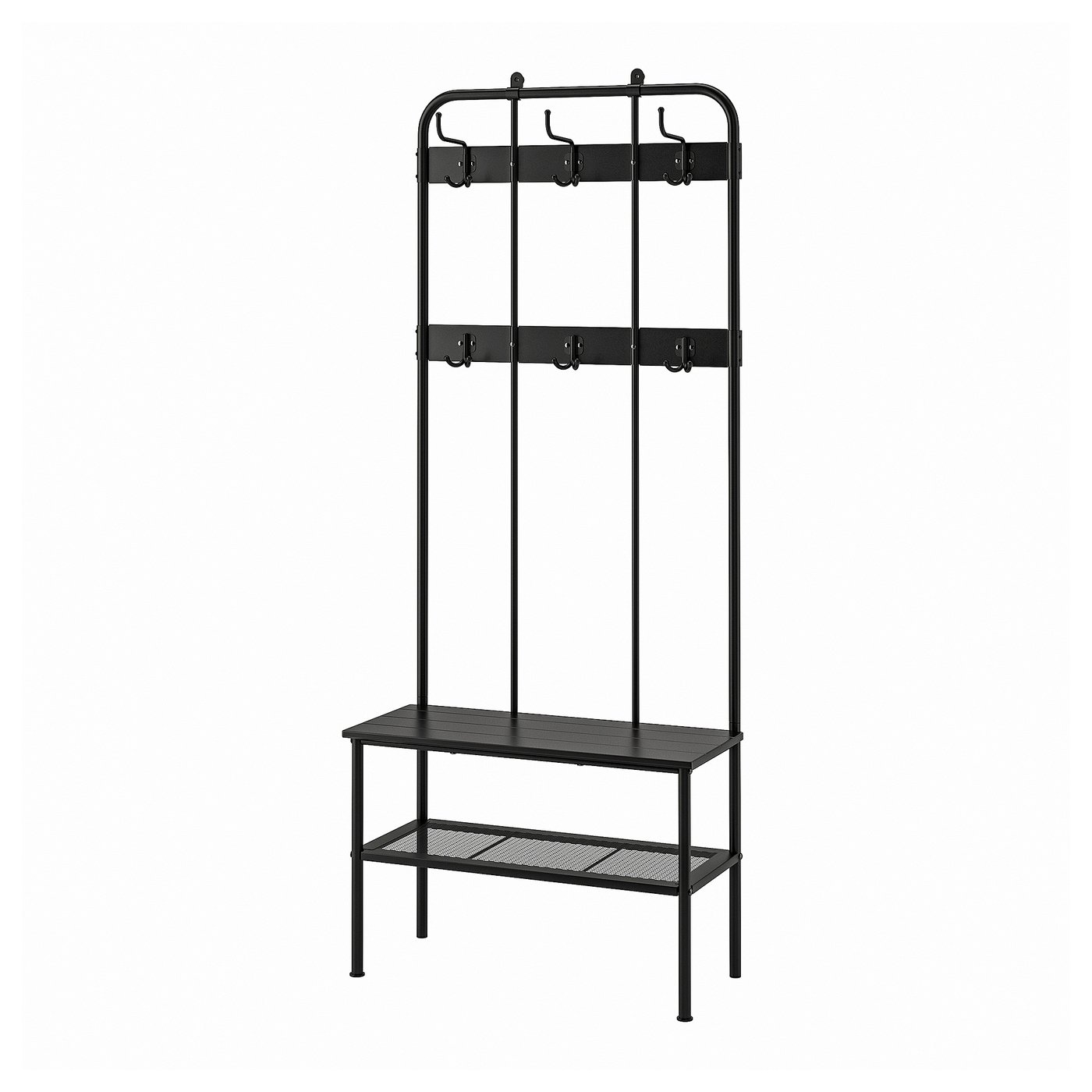 Nip&amp;Aring;sen Coat Rack and Bench W Shoe Storage - Black 74 3/4x13 3/4x31 1/8 "