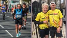 Eileen Hieron running and standing with husband