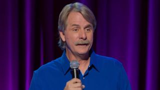 Jeff Foxworthy telling jokes on stage in Netflix stand-up special