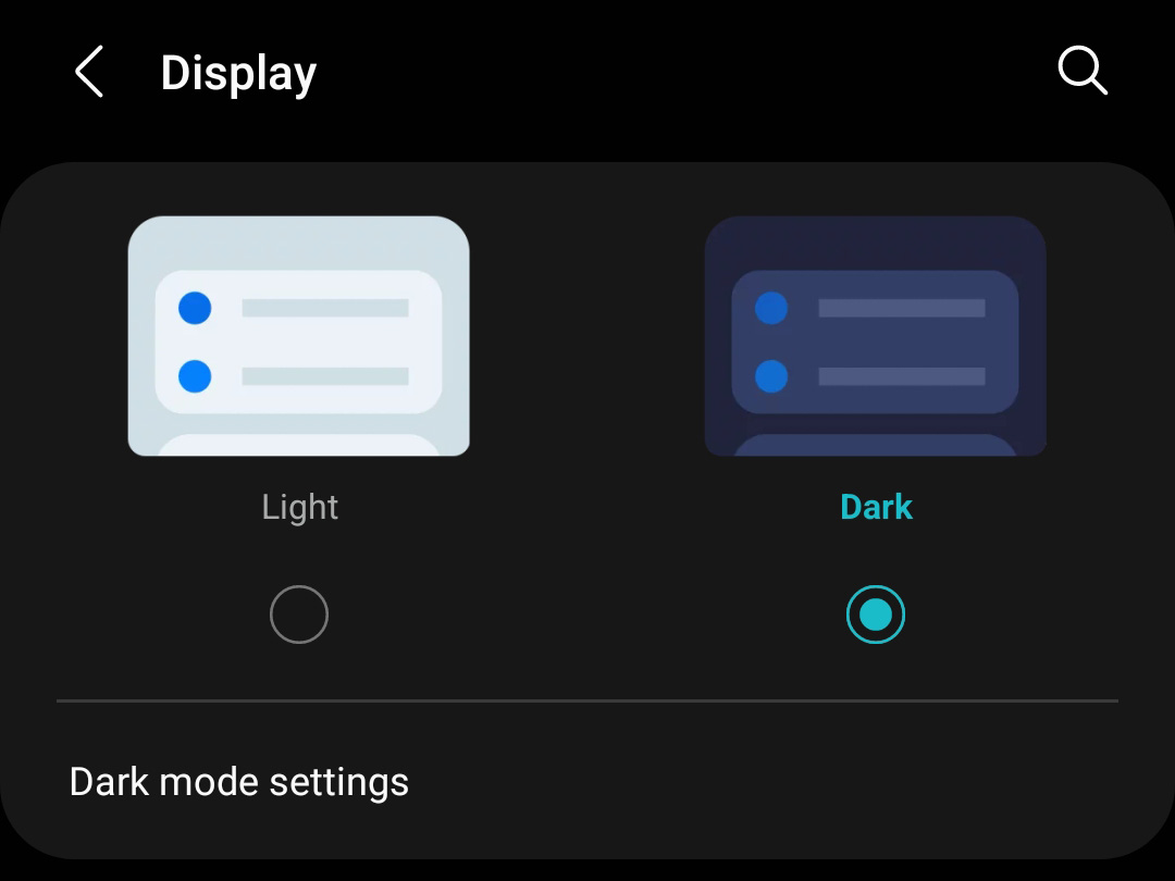 Samsung One UI 4 Dark Mode Toggle