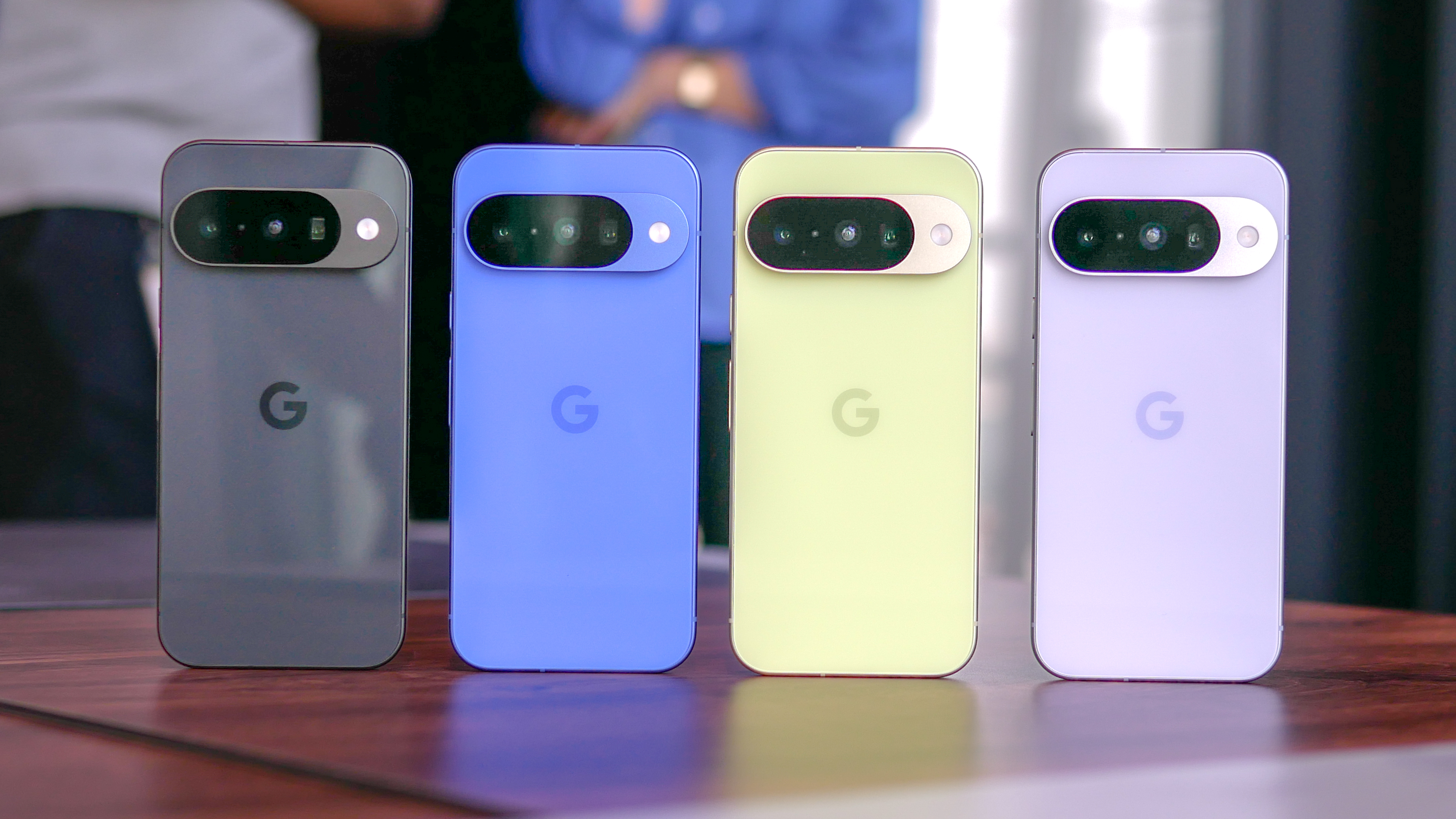 Google Pixel 10 in four different colors.