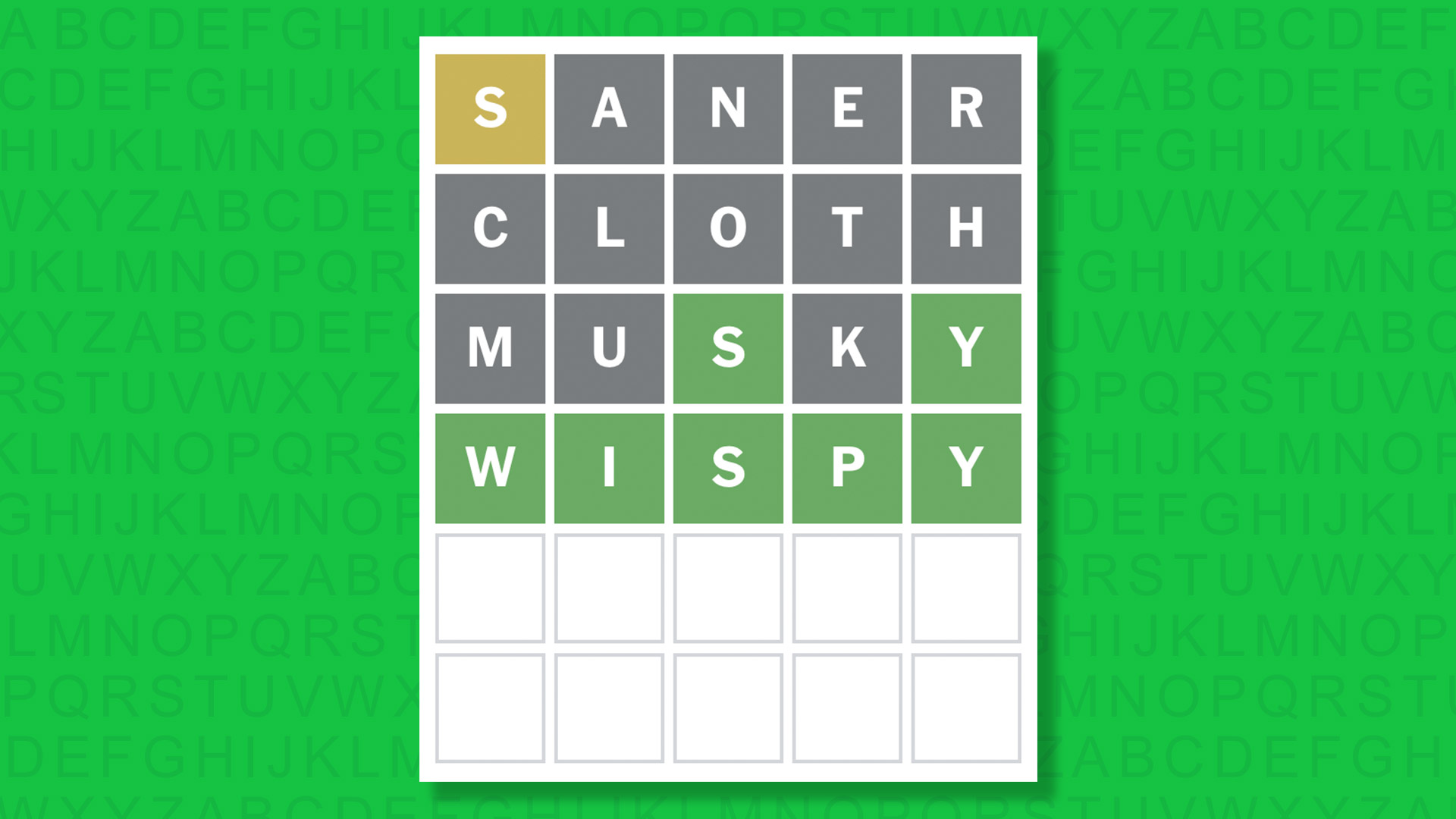 NYT Wordle answer for game 1915 on a green background