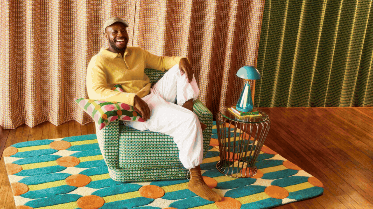 A slideshow of lifestyle images of Dunelm's Yinka Ilori collection