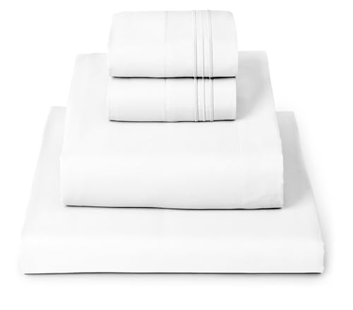 Mellanni Queen Sheets Set - 4 Pc Iconic Collection Bedding - Hotel Luxury, Extra Soft, Cooling Bed Sheets - Wrinkle, Fade, Stain Resistant (queen, White)