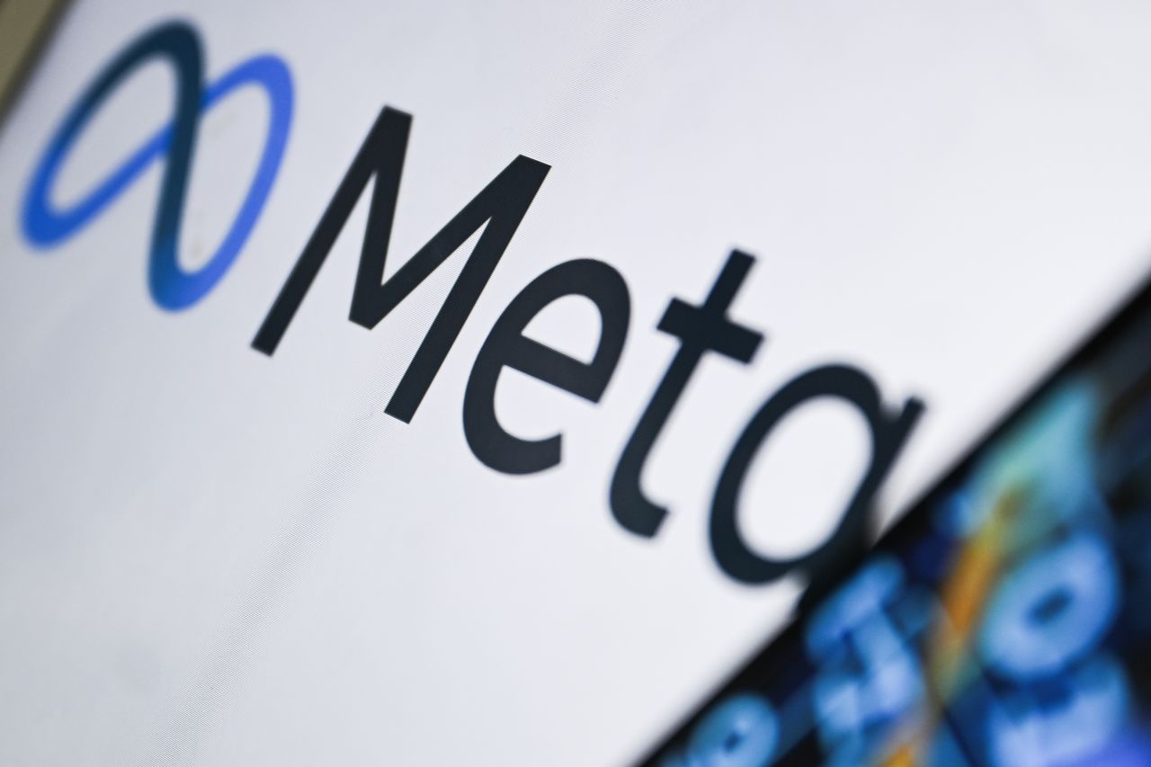 The Meta logo on a screen