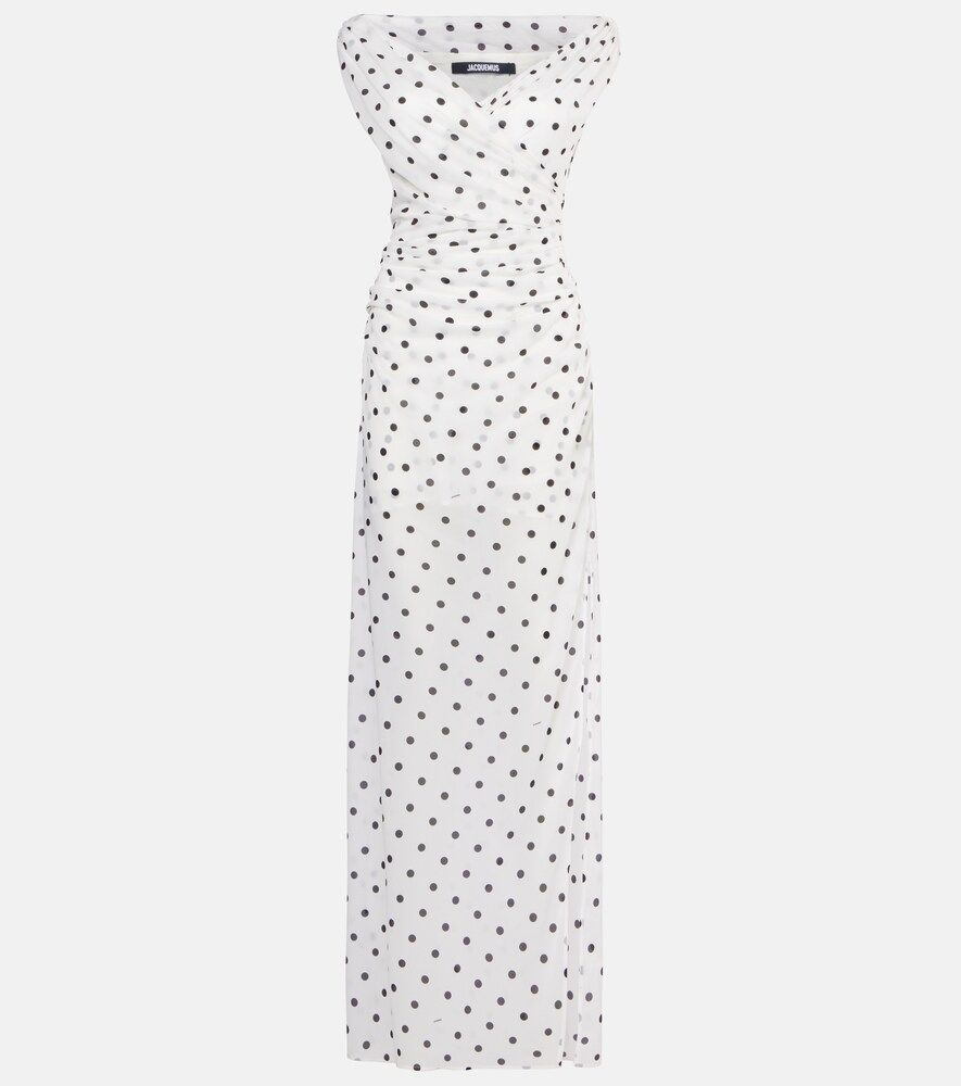 Rita Draped Polka-Dot Maxi Dress