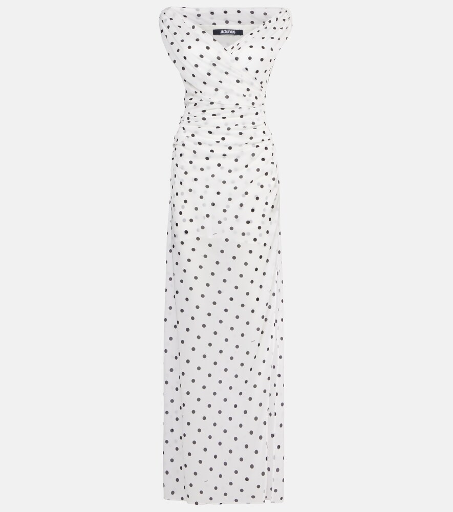 Rita Draped Polka-Dot Maxi Dress