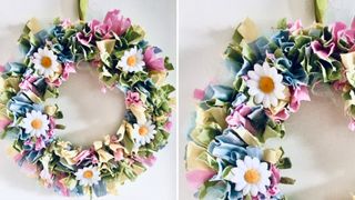 A DIY Easter Wreath from Etsy made using rags