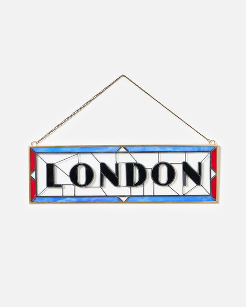 Blue & Red London Stained Glass Wall Art