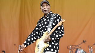 Buddy Guy performs during the 52nd annual New Orleans Jazz & Heritage festival at Fair Grounds Race Course on May 04, 2023 in New Orleans, Louisiana.