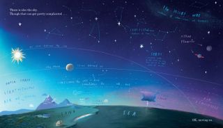 A look at the sky in "Here We Are" by Oliver Jeffers.