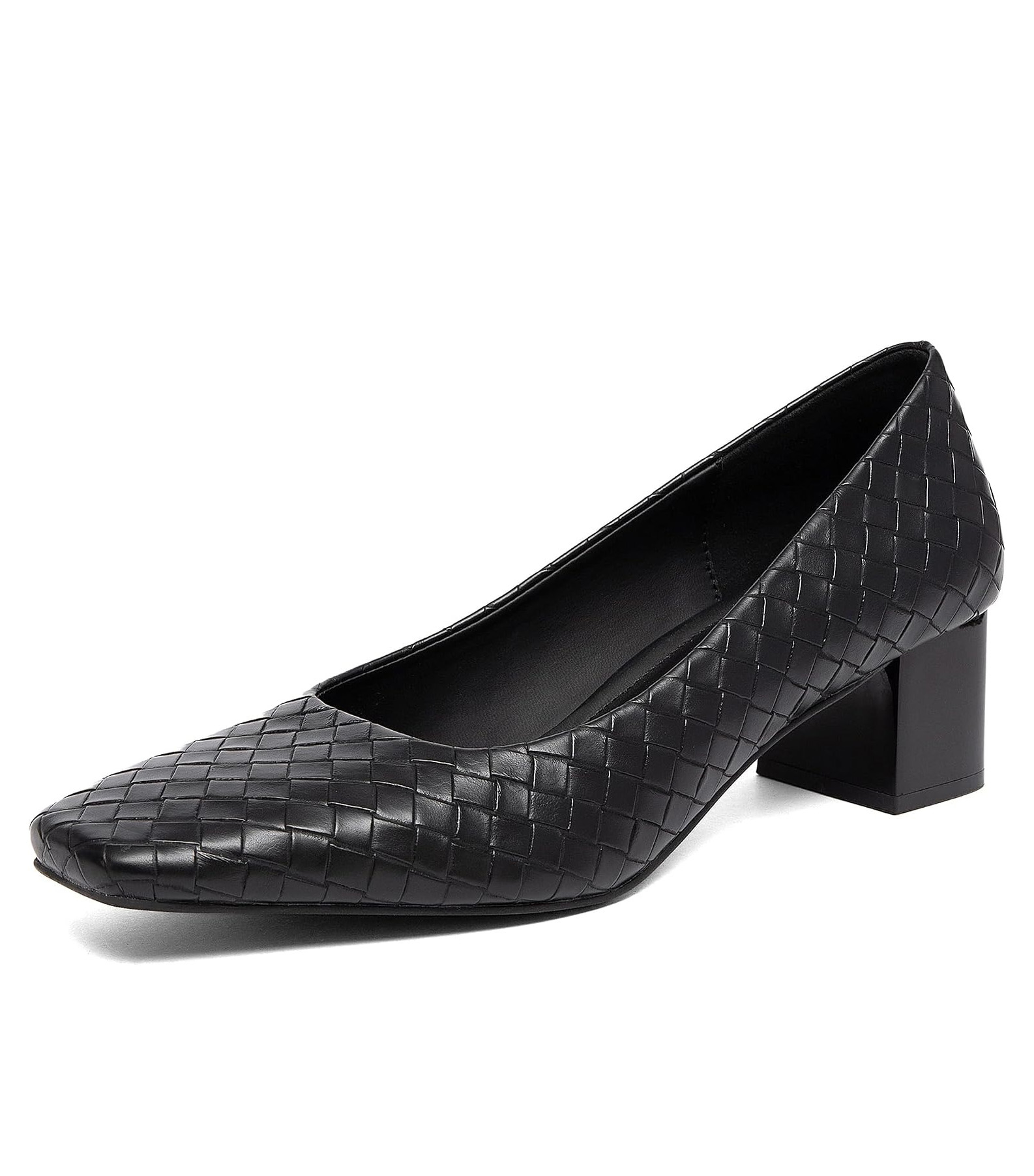 Newbella Women&rsquo;s Patent Square Toe Pumps - Low Chunky Block Heel Dress Shoes for Office, Party &amp; Daily Wear, Black 11
