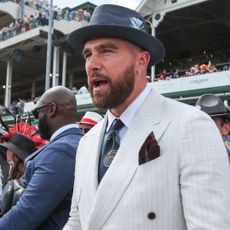 Travis Kelce Celebrates Winning Bet During Solo-Appearance at the Kentucky Derby 