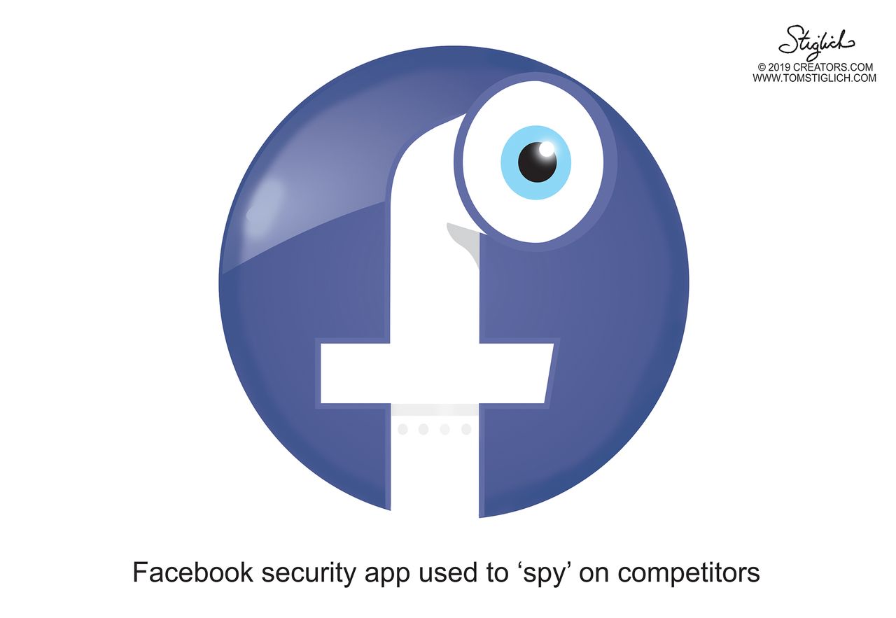 Editorial Cartoon U.S. Facebook Logo security app