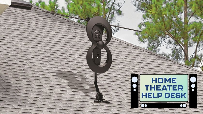 An AntennasDirect outdoor TV antenna with a Tom's Guide logo on the bottom right.