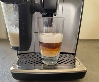 Philips 5400 Series LatteGo making a cappuccino