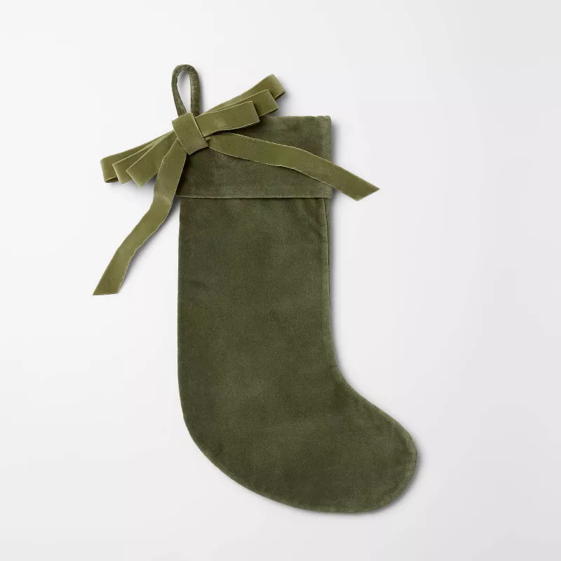 Velvet Bow Christmas Stocking Green - Threshold&amp;trade; Designed With Studio Mcgee