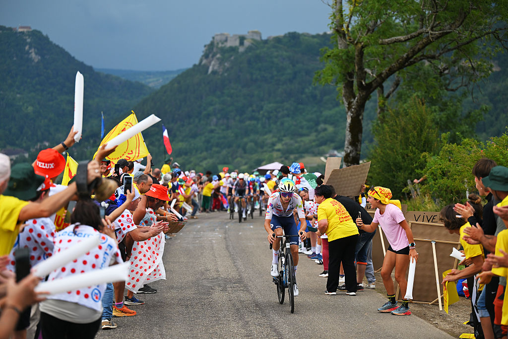 PONTARLIER, FRANCE - JULY 26: Jordan Jegat of France and Team TotalEnergies competes in the breakaway during the 112th Tour de France 2025, Stage 20 a 184.2km stage from Nantua to Pontarlier / #UCIWT / on July 26, 2025 in Pontarlier, France. (Photo by Tim de Waele/Getty Images)